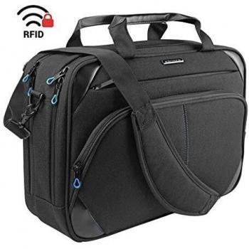 KROSER Laptop Bag 15.6 Inch Laptop Briefcase Laptop Messenger Bag Water Repellent Computer Case Laptop Shoulder Bag Durable Tablet Sleeve with RFID Pockets for Business/College/Women/Men-Black/Blue
