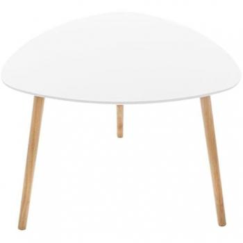 Mesa Auxiliar Blanca Escandinava con 3 Patas Oblicuas y Panel Triangular Contorneado Ø60x45 cm