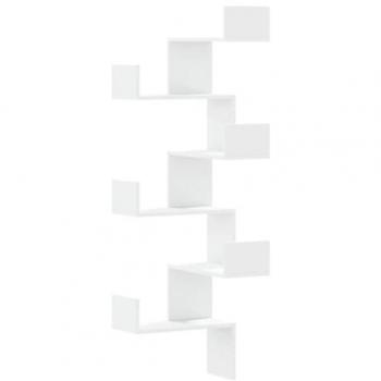 Estantería angular de pared blanca 45x45x147 cm madera multicapa