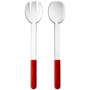 Bodum Bistro - Set cubiertos de ensalada de plástico, color rojo