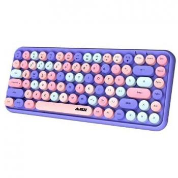 Teclado inalámbrico Bluetooth, lindo mini teclado compacto de 84 teclas, tecnología de conexión inalámbrica de 2.4GHz, tapa de tecla ABS retro, panel mate, diseño ergonómico