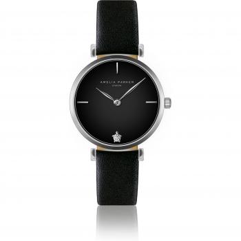 Amelia Parker Night Shore Black Women's Leather Watch