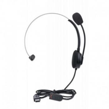 Manhattan Mono USB On-Ear Headset with Adjustable Microphone and In-Line Volume Control