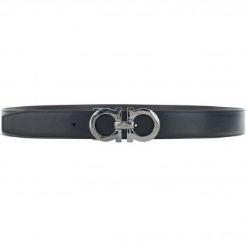 Ferragamo Gancini Reversible Adjustable Leather Belt - Black/Brown - Size 105 cm / 42 in