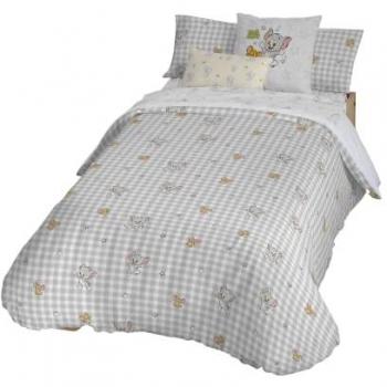 Funda Nórdica Tom & Jerry Vichy Multicolor 100% Algodón con Botones 175 Hilos para Cama de 90 (155 x 220 cm)