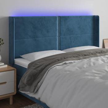 Cabecero LED Azul Oscuro 183x16x111/128 cm en Terciopelo con iluminación LED, material de terciopelo, dimensiones de 183 cm de ancho, 16 cm de profundidad y altura ajustable entre