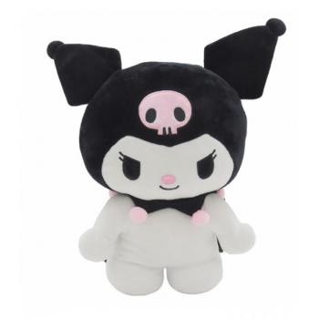 Mochila de Peluche 3D Kuromi Hello Kitty - Oficial Sanrio, Color Negro, 35 cm