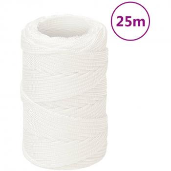 Cuerda de barco polipropileno 2 mm 25 m, resistente a los rayos UV, trenzada, color blanco intenso, resistente a la abrasión