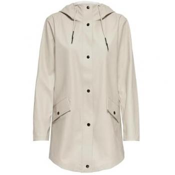 Only Elisa Women's Waterproof Raincoat - Beige Silver Lining