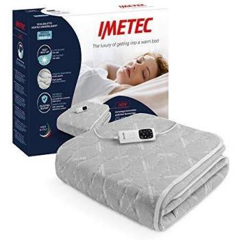 Imetec Adapto - Calientacamas individual 150x80 cm, tejido alcochado, tecnología patentada, rápido calentamiento, sistema de protección Electro Block, 2 controladores con 6 niveles de temperaturas