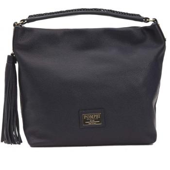 Pompei Donatella Gray Leather Shoulder Bag