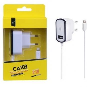One Plus CS102 - Cargador sector 2 en 1 con cable micro USB y puerto USB 2.1A, color Blanco/Negro