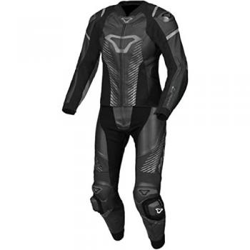 Macna Mono de Cuero de 2 Piezas para Mujer Tronniq Negro, traje de cuero de motocicleta perforado, talla 42-44 unisex adulto
