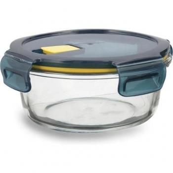 Fiambrera Hermética Quid Astral 620 ml, 16 x 16 x 7 cm, Azul, Vidrio