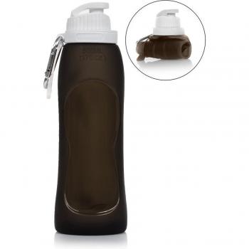 Botella plegable enrollable de 500 ml con mosquetón y tapa hermética