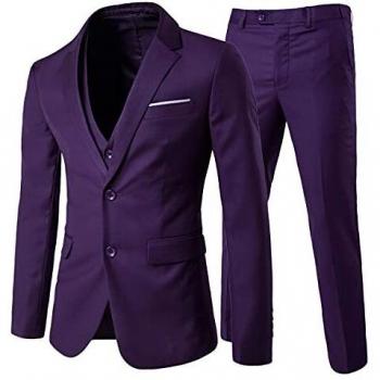 Traje de 3 Piezas con Chaqueta, Chaleco y Pantalones, Hombre, de Cuadros, Ajuste Moderno