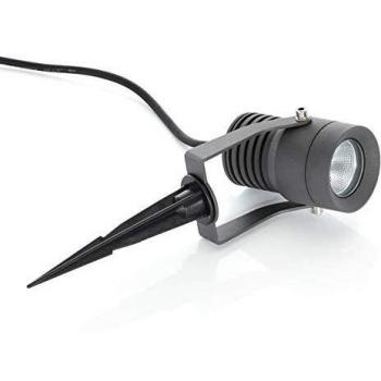 Foco LED para exterior Jon de Lucande, moderno, gris oscuro, hecho de aluminio, con cabezal móvil y 1 llama