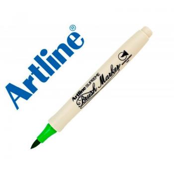 Rotulador Artline Supreme Brush EPFS punta tipo pincel trazo fino verde claro