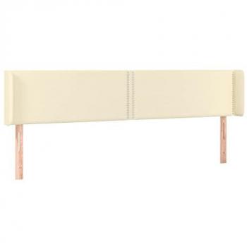 Cabecero con LED cuero sintético crema 163x16x78/88 cm