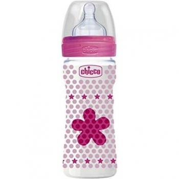 Chicco Biberon Benessere 250ml silicone 250ml Rosa, Color blanco - Biberón
