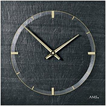 Reloj de pared AMS W9516, 30 cm x 30 cm, color dorado y negro