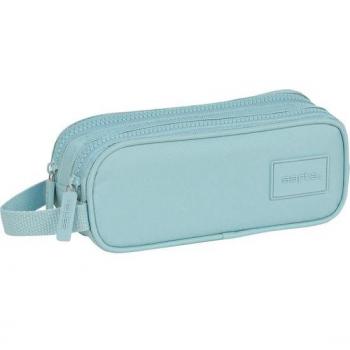 Estuche Escolar Doble Compartimento con Asa Safta Basic Azul 21x8x6 cm
