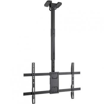 TooQ - Soporte de Techo Extensible, Inclinable y Giratorio para Pantallas 43-86, hasta 60 Kg de Peso, VESA hasta 600x400, Color Negro