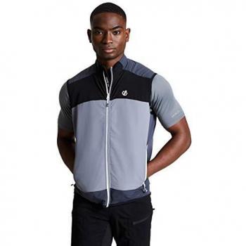 Dare 2b Aptile Ilus Softshell Woven Stretch Polyester Fabric with Centre Front Ripstop Textured Panels Vest Chaquetas, Hombre, Aluminio/Ébano, XL