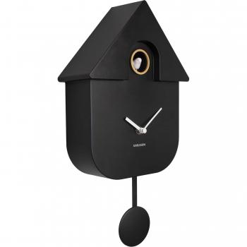 Reloj de pared Karlsson Modern Cuckoo ABS, reloj de cuco moderno con diseño contemporáneo, mecanismo preciso, material ABS duradero, color negro elegante