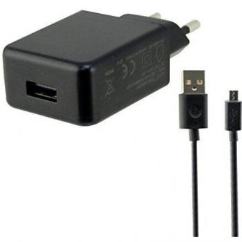 Ksix BXCDU2CB - Cargador de Red 2A USB con Cable Micro USB a USB, Color Negro