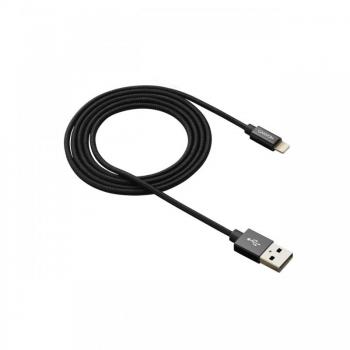Cable Lightning Trenzado a USB-A 2.0 Canyon, 1 Metro, Color Negro
