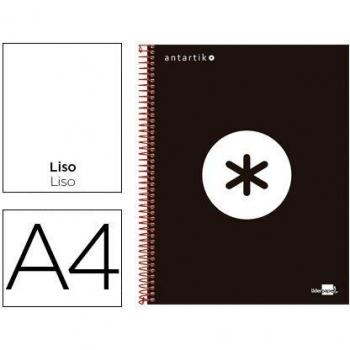 Cuaderno espiral liderpapel A4 micro antartik tapa forrada 120h 100gr liso con bandas 4 taladros color negro.