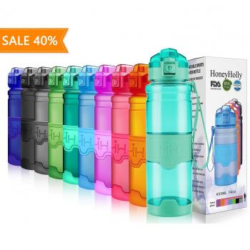 HoneyHolly Botella de Agua Deporte 400ml/500ml/700ml/1l, sin bpa tritan plastico, Reutilizables a Prueba de Fugas Botellas Potable con Filtro para niños, Colegio, Sport, Gimnasio, Trekking, Bicicleta