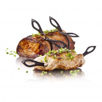 Vacuvin Juego Pinzas y Pinchos para asados, Silicona, Negro, Centimeters