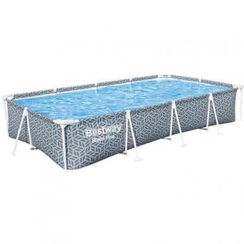 Piscina Desmontable Hinchable Bestway Steel Pro 366x201x66 cm Azul Gris con Diseño Gráfico y Robot Aspirador Guppy