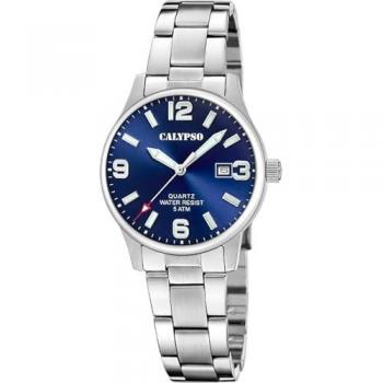 Reloj Calypso Basic K5861/3 Azul Mujer, Caja de Acero Inoxidable 316L Plateado