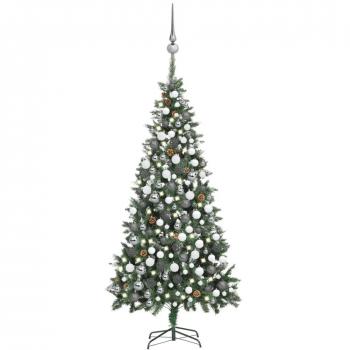 vidaXL Artificial Pre-lit Christmas Tree with Ball Set Pine Cones 210 cm