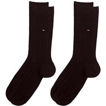 Tommy Hilfiger TH MEN CLASSIC RIB SOCK 2P - Calcetines cortos para hombre, color braun