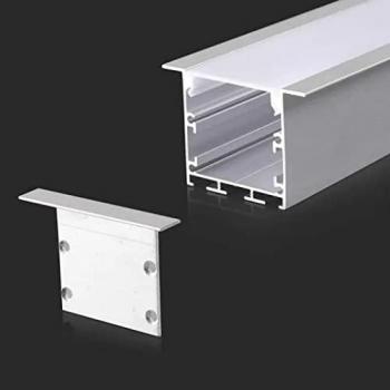 Perfil de Aluminio Blanco para Tiras LED 2000x50x35mm con Difusor Satinado y Accesorios de Montaje