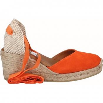 Alpargatas de cuña de mujer con cintas - Viguera 2011 Vitelo Naranja