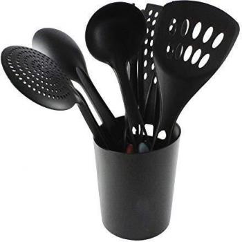 Wurko Roma Paletas de Cocina, Nailon, Negro, 13 x 13 x 37 cm, 7 Unidades