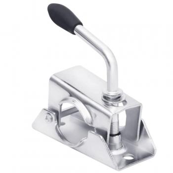 Abrazadera para Rueda Jockey, Soporte de Tubo, Acero Galvanizado, Dimensiones 13,5x6,5x14 cm