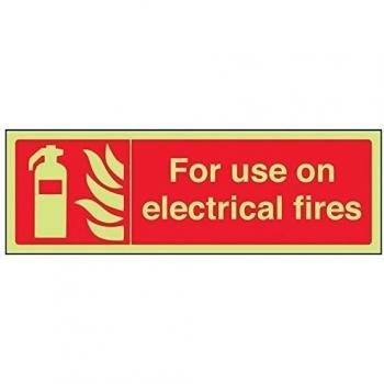 vsafety 13062 AX-Gpara el uso en equipos eléctricos incendios signo, brilla en oscuro, 1 mm, plástico, paisaje, 300 mm x 100 mm), color rojo