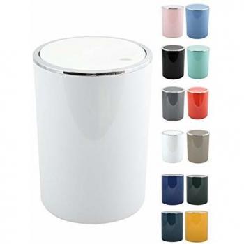 Cubo de Basura Basculante Kamaka 6L Blanco - ABS, Diseño Moderno para Baño y Oficina