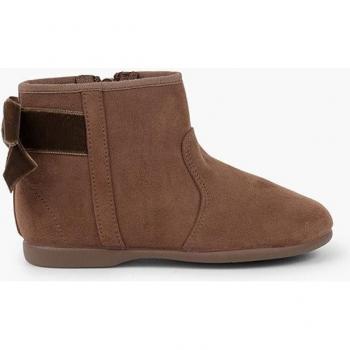 Botines de terciopelo para niña con lazo y cremallera