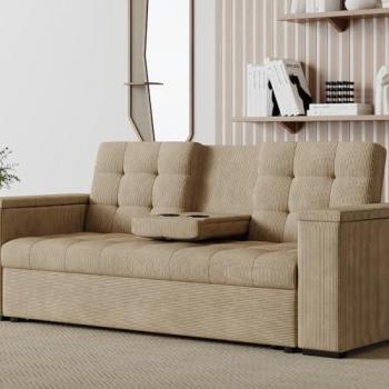 Sofá cama 3 plazas de pana beige modulable NOHO