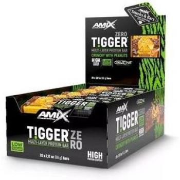 Amix Tigger Zero Protein Bar Crema de Cacahuete Caramelo 60g - Barrita energética alta en proteínas, sabor crema de cacahuete y caramelo, presentación de 20 unidades