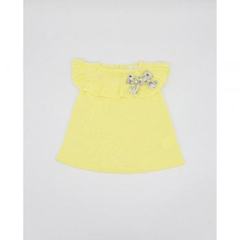 Vestido de punto amarillo con bonito volante para bebé niña