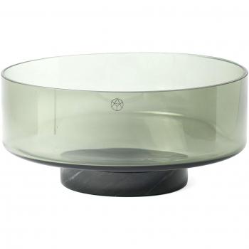 Bol AYTM Volvi, gris ahumado, Ø 25 cm, cristal con base de mármol