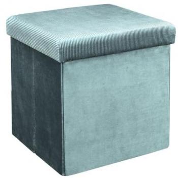 Pouf Cofre Plegable de Almacenaje en Terciopelo Azul - 76 x 38 x 38 cm